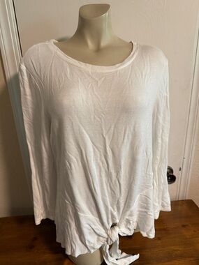 Simply Vera Vera Wang White Tie-Front Long Sleeve Tee